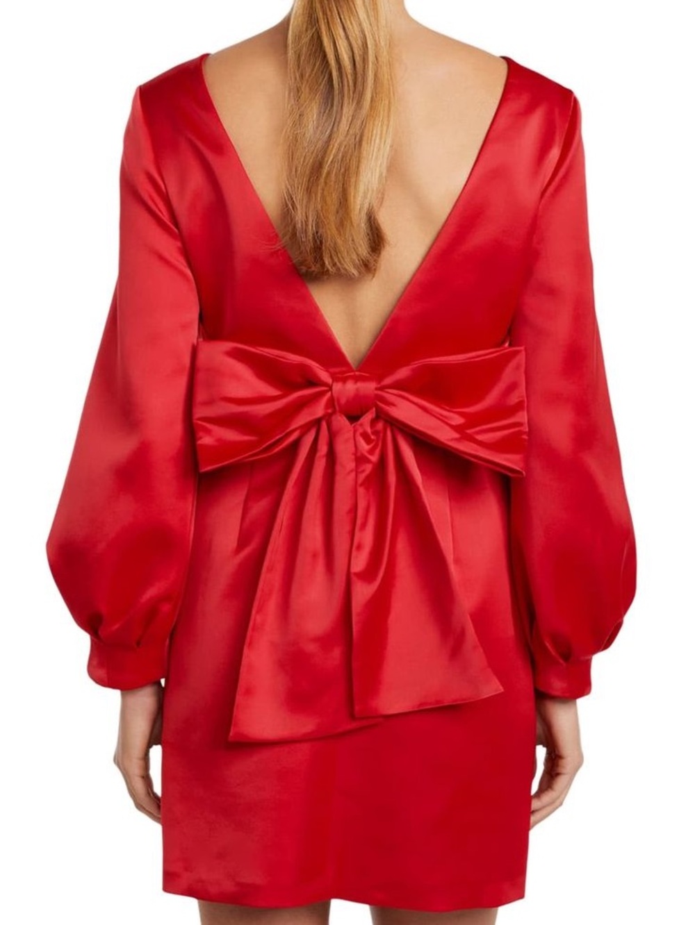 Ever New Red Satin Backless Mini Dress with Oversized Bow